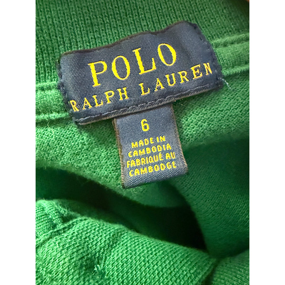 Polo Ralph Lauren Boys Polo Shirt Size 6 Green Hiking Bear Backpack Embroidered - Picture 5 of 10